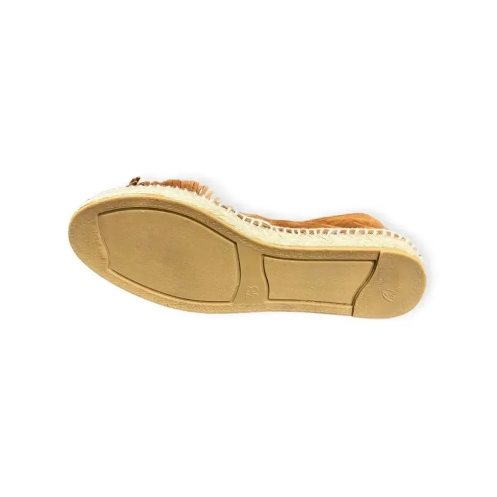 Castañer Anthropologie Tan Brown Suede Fringe Espadrilles EU 38